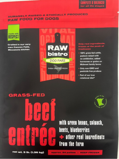 Raw Bistro Pet Fare Voluntarily Recalls Frozen Beef Entrée Because of Possible Salmonella Health Risk