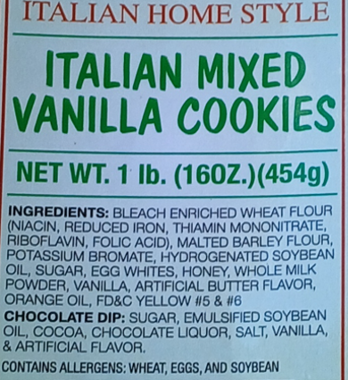 Gina Marie Bakery of Waterbury Issues Recall of Cookies Due to Undeclared Almonds, Sesame and Food Dyes