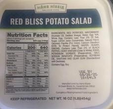 Hans Kissle LLC Issues Allergy Alert on Undeclared Wheat (Allergen) in Hans Kissle Red Potato Bliss Salad