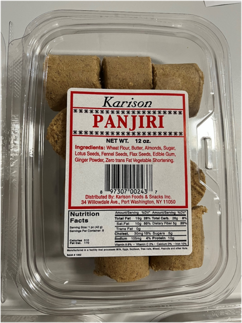 Food Business Karison Foods & Snacks Inc Recalls ‘PANJIRI’, ‘ALSI PINNI’, ‘PUNJABI PINNI’, ‘BESAN LADDOO’, and ‘NO SUGAR ADDED BESAN LADDOO’ Due to Undeclared Milk Allergen