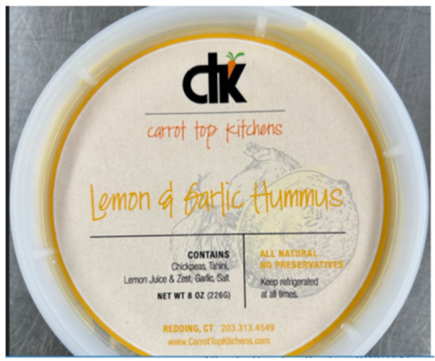 Carrot Top Kitchens of Bridgeport (formerly Redding) Issues a Class II Recall of Hummus Containing Undeclared Sesame