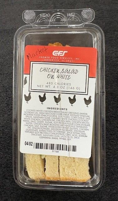 Cromer Food Services, Inc. Recalls Chicken Salad on White Sandwich Due to Undeclared Milk Allergen