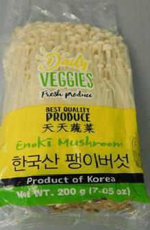 New Age International Recalls Daily Veggies Brand Enoki Mushroom Due to Possible Health Risk