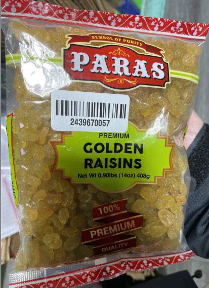 Apna Wholesale Issues Alert on Undeclared Sulfites in “Paras Premium Golden Raisins