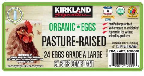 Handsome Brook Farms Issues Recall of Kirkland Signature Organic Pasture Raised 24-Count Eggs Because of Possible Health Risk