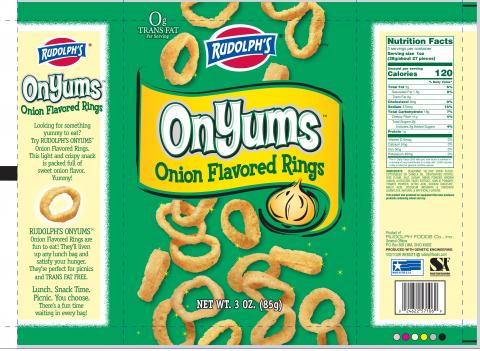 Rudolph Foods Issues Allergy Alert on Undeclared Wheat in Rudolph’s OnYums “Onion Flavored Rings”, 3 oz. Packages