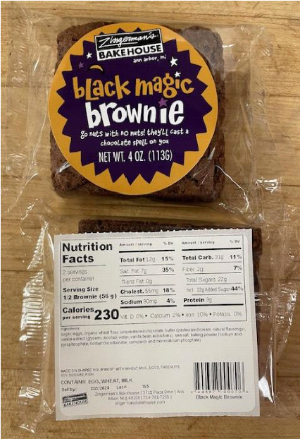 Zingerman’s Bakehouse Issues Allergy Alert on Undeclared Walnuts in Zingerman's Bakehouse Black Magic Brownie Individual Packages & Zingerman's Bakehouse Black Magic Brownie 4 Pack