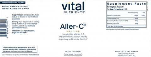 Blueroot Health Issues Voluntary Allergy Alert on Undeclared Egg, Hazelnut, and Soy in Vital Nutrients Aller-C Dietary Supplements