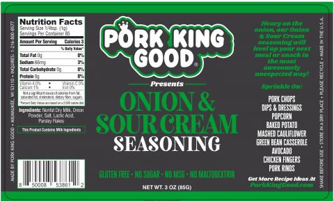 Pork King Good Issues Voluntary Recall of Certain Sour Cream & Onion Pork Rinds and Seasoning Due to Potential Salmonella Risk